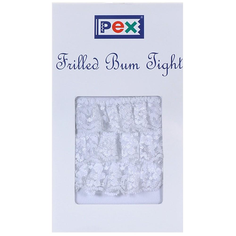 Pex Kids Microfibre White Frilly Bum Baby Tights