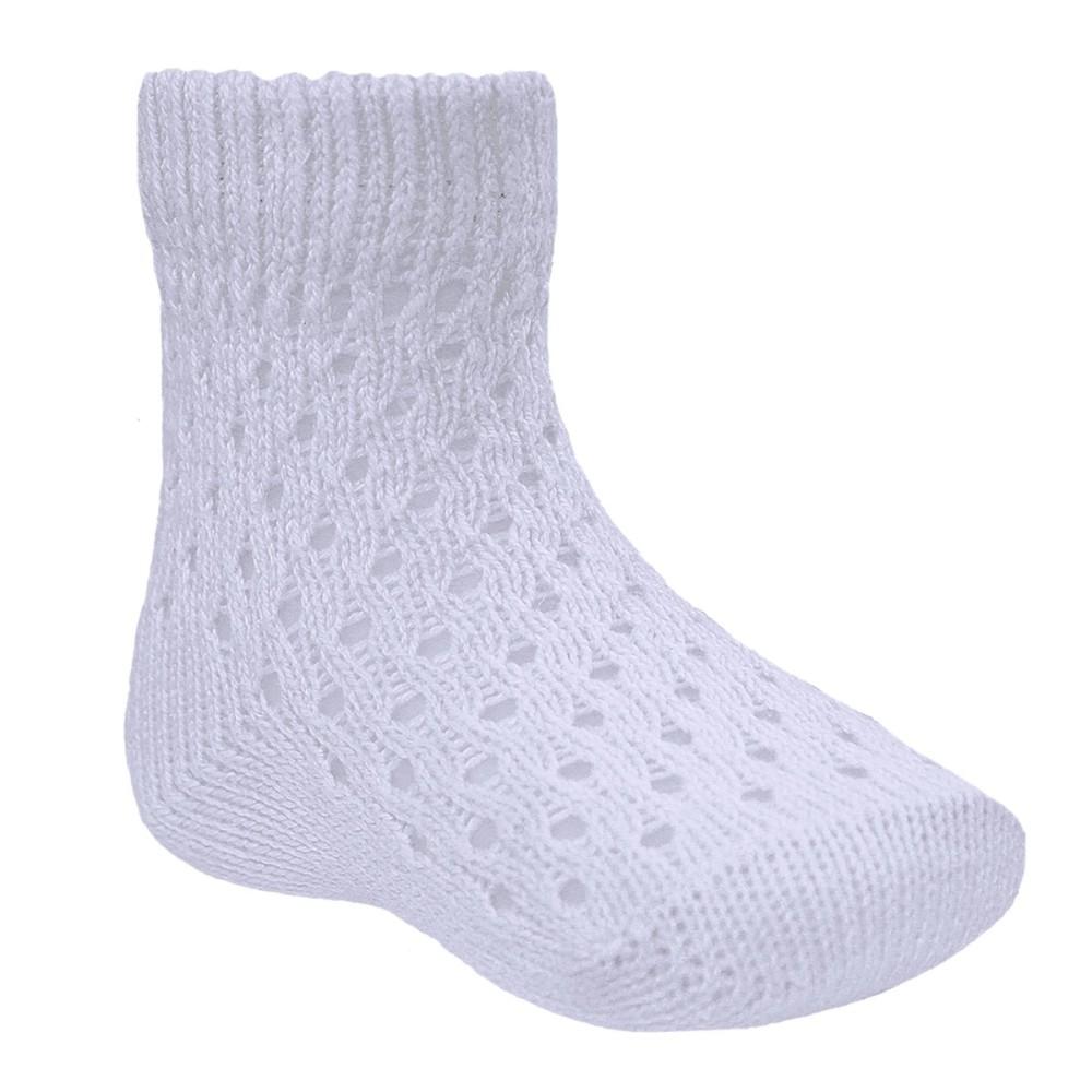 Pex Kids Dotty Crochet Baby Ankle Socks White