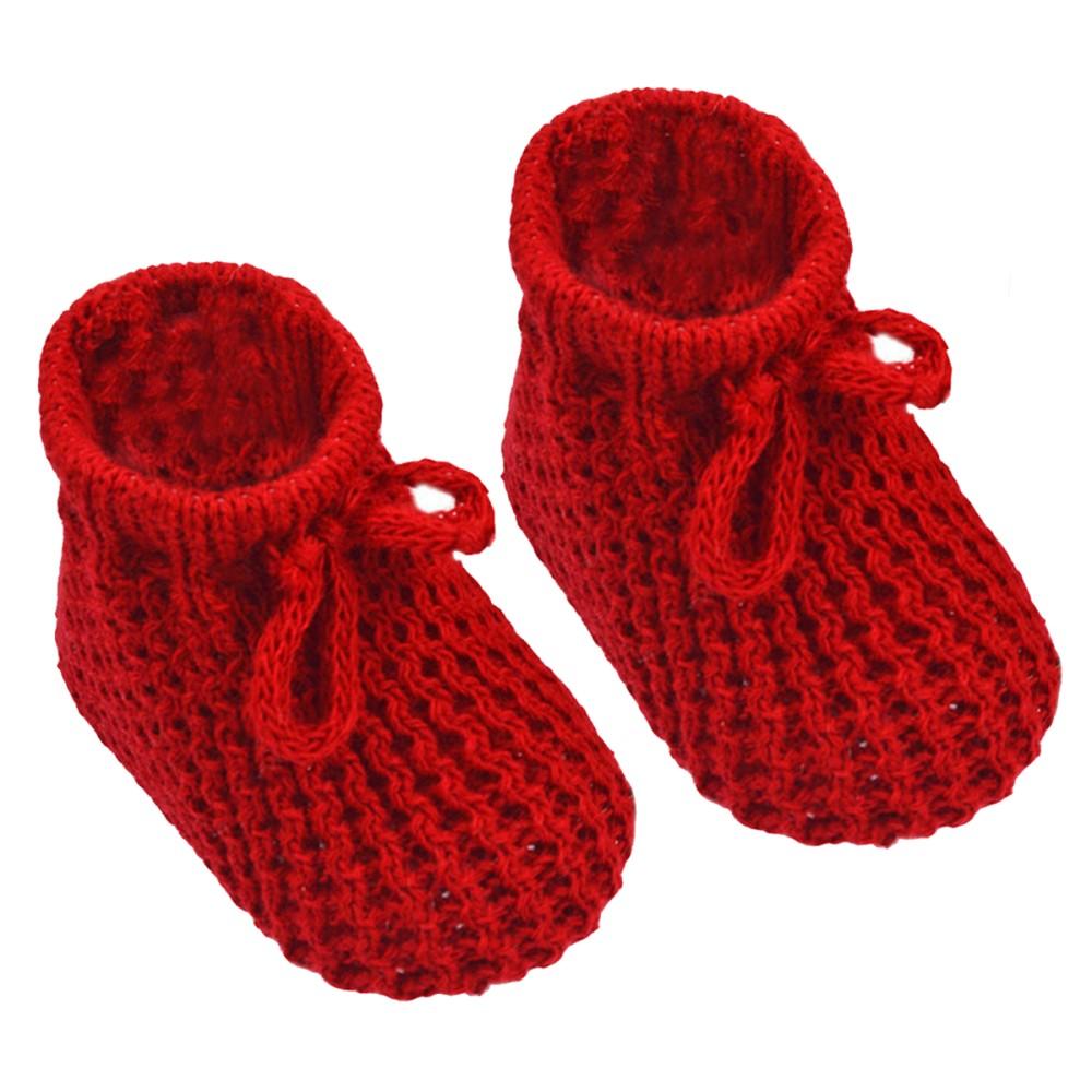 Soft Touch Crochet Booties with Lace Up Tie in Red