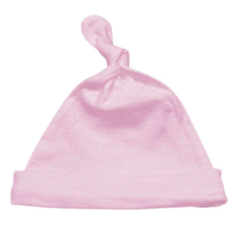 Soft Touch 100% Cotton Top Knot Baby Sleep Hat Pink