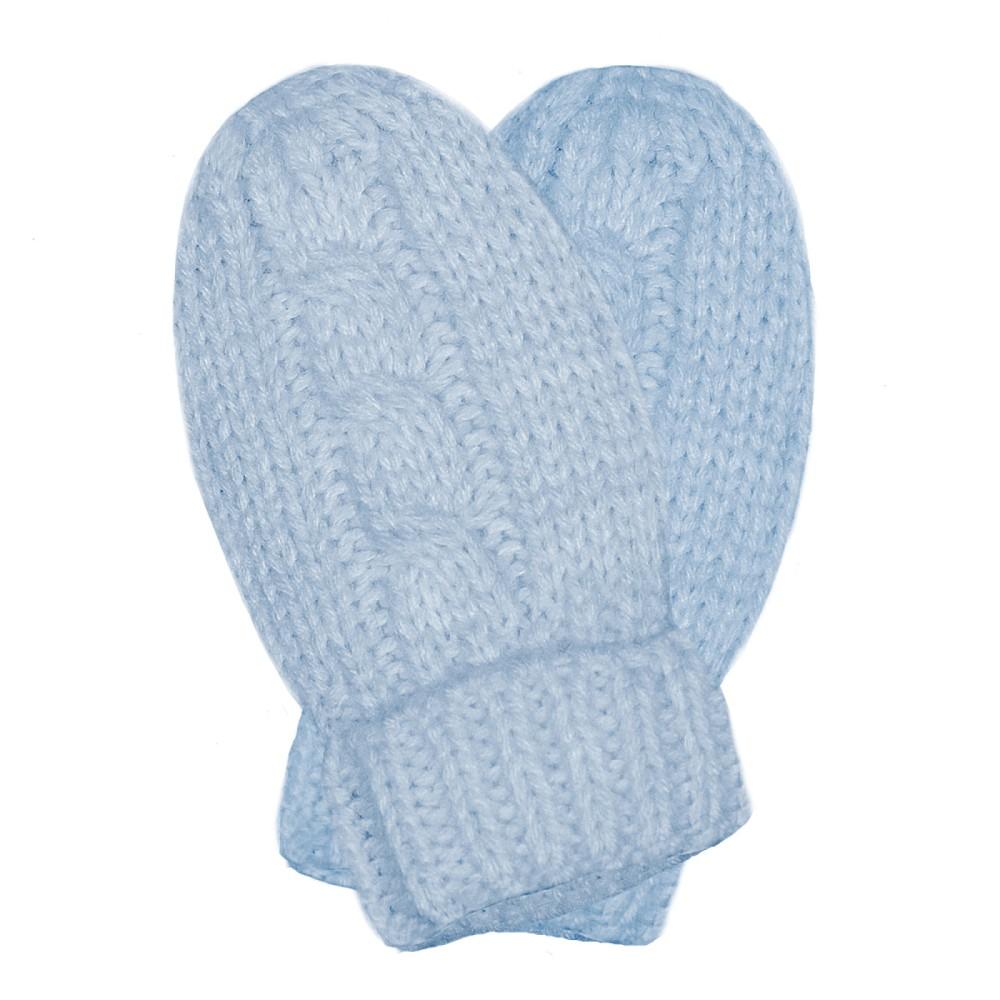 Soft Touch Cable Knitted Baby Mittens in Blue