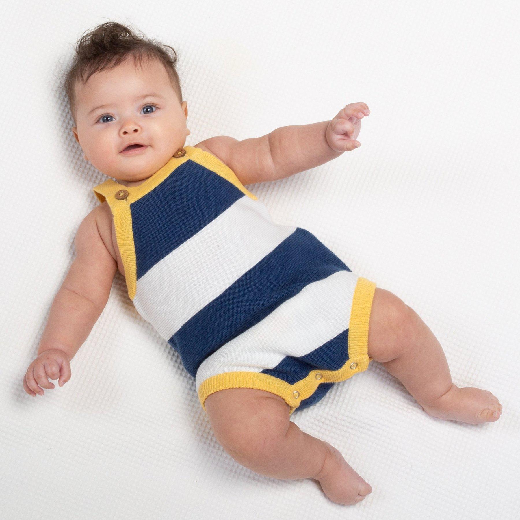 Baby wearing Kite Clothing Nautical Knit Romper