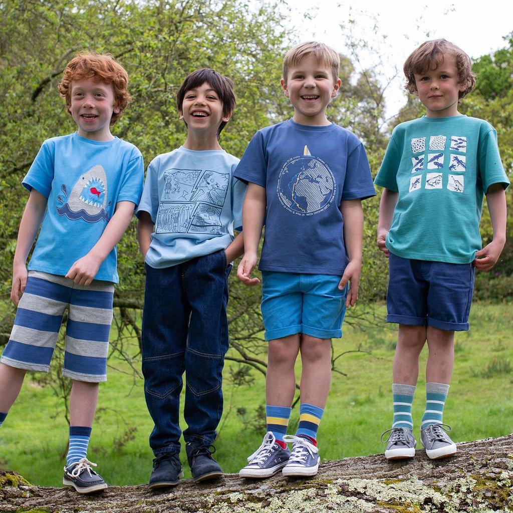 Boy wearing Kite Clothing Solo Sailor T-Shirt with friends