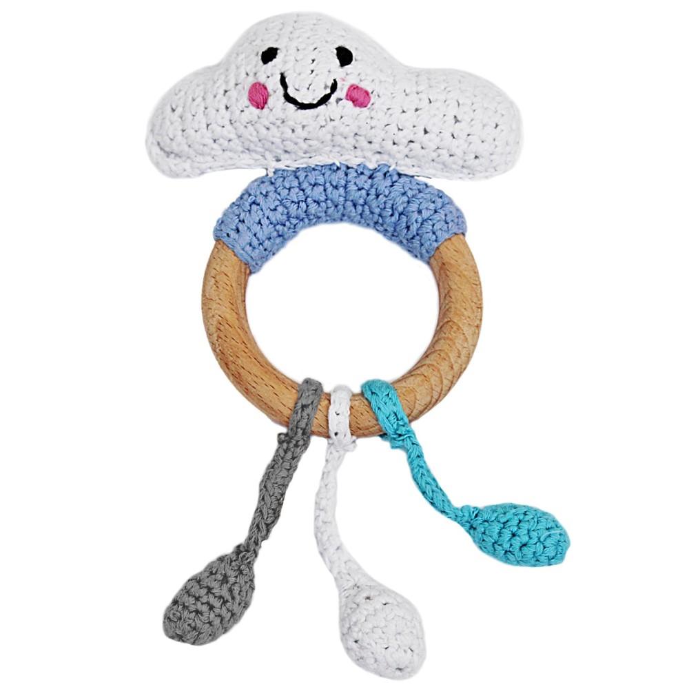 Pebble Fair Trade Crochet Wooden Cloud Teether Ring