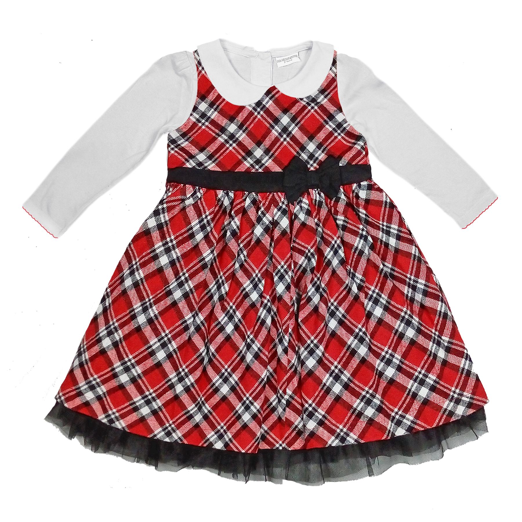 All About Emma Red Check Pinafore Dress Set