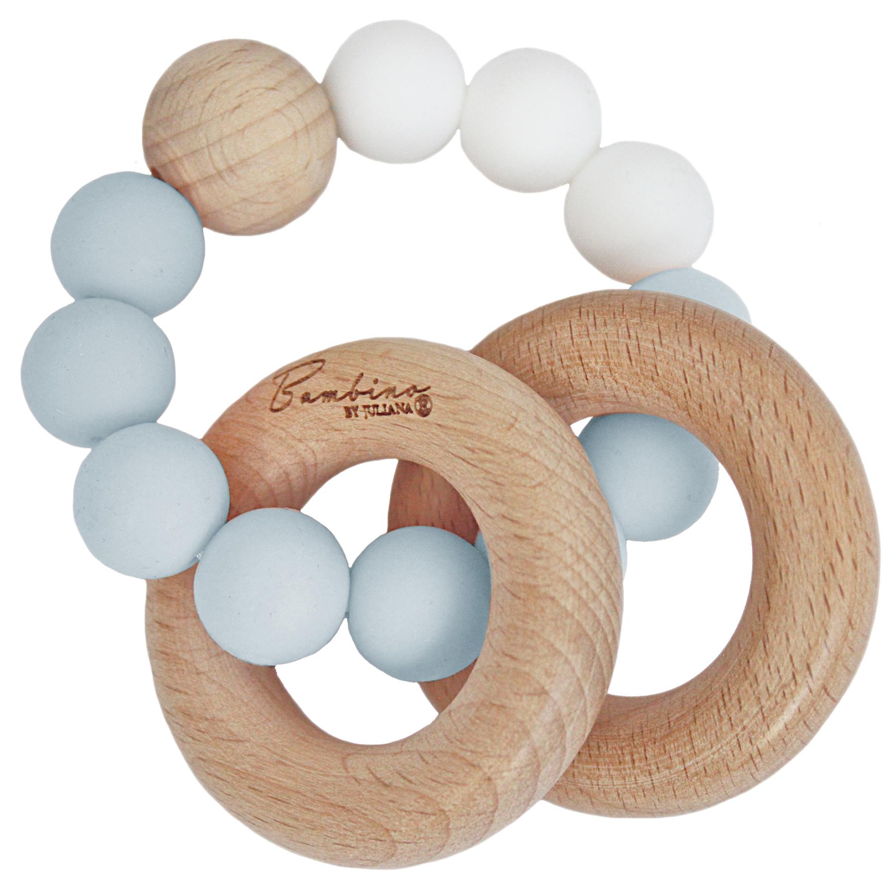 Bambino by Juliana® Wooden Rings & Blue Silicone Beads Teether