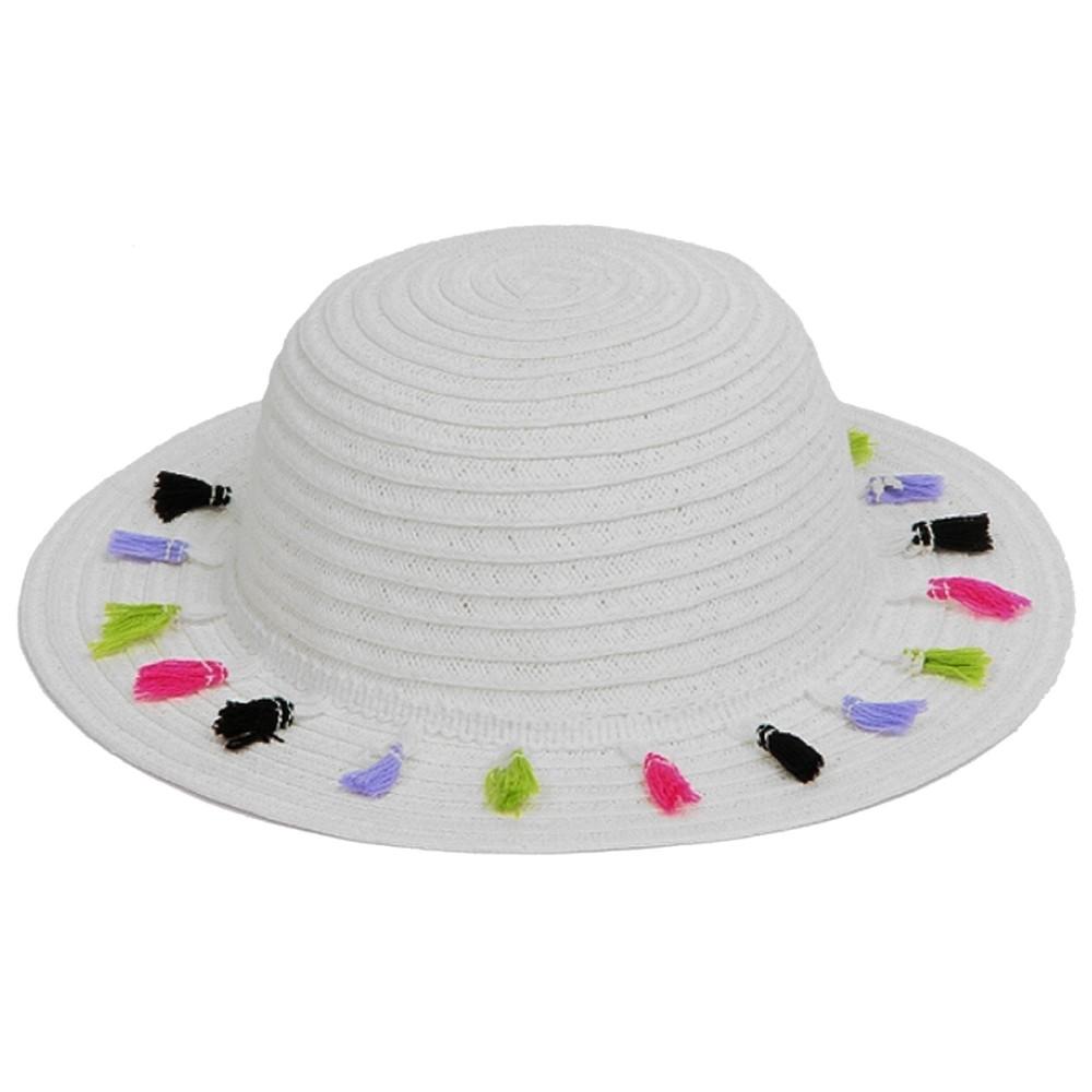 Bartleby Kids White Spiral Crushable Tassel Hat