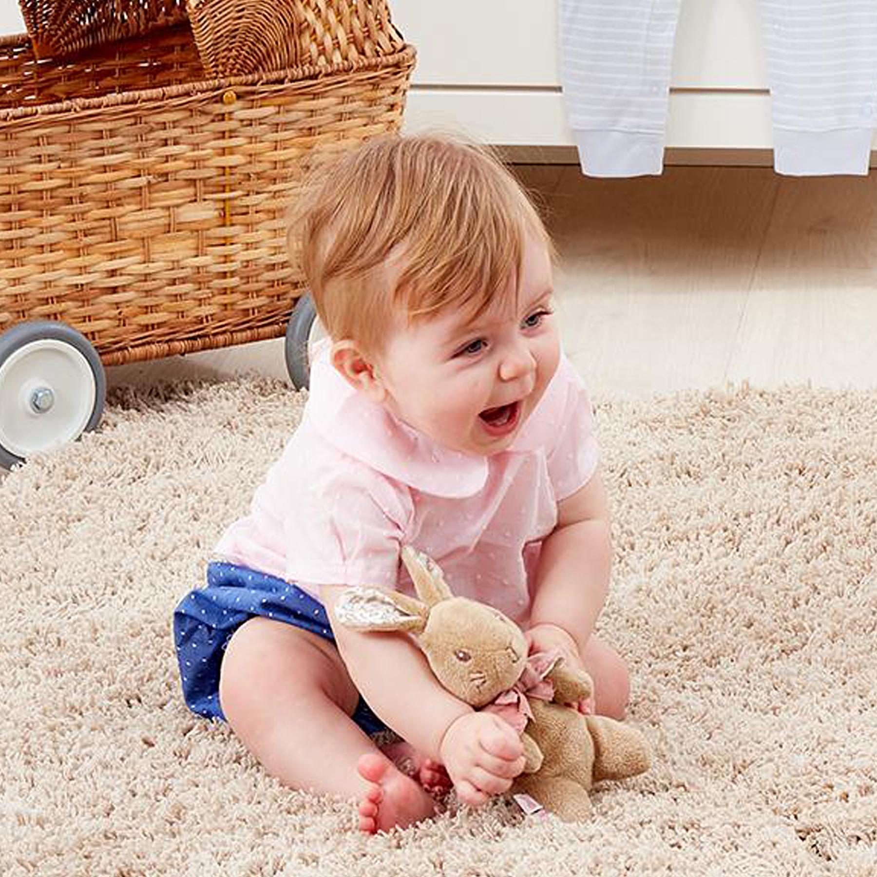 Baby Playing with Rainbow Designs Signature Small Flopsy Bunny