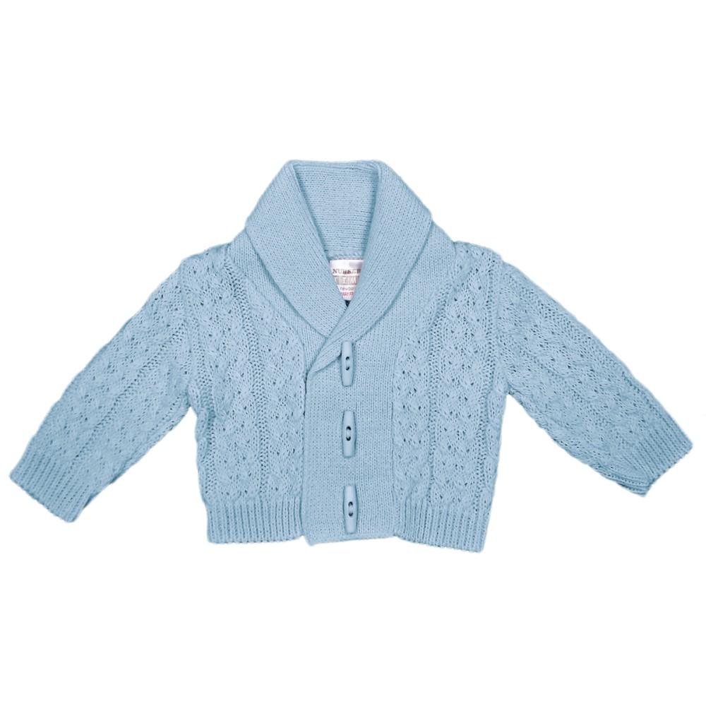 Nursery Time Rope Knit Toggle Button Blue Cardigan