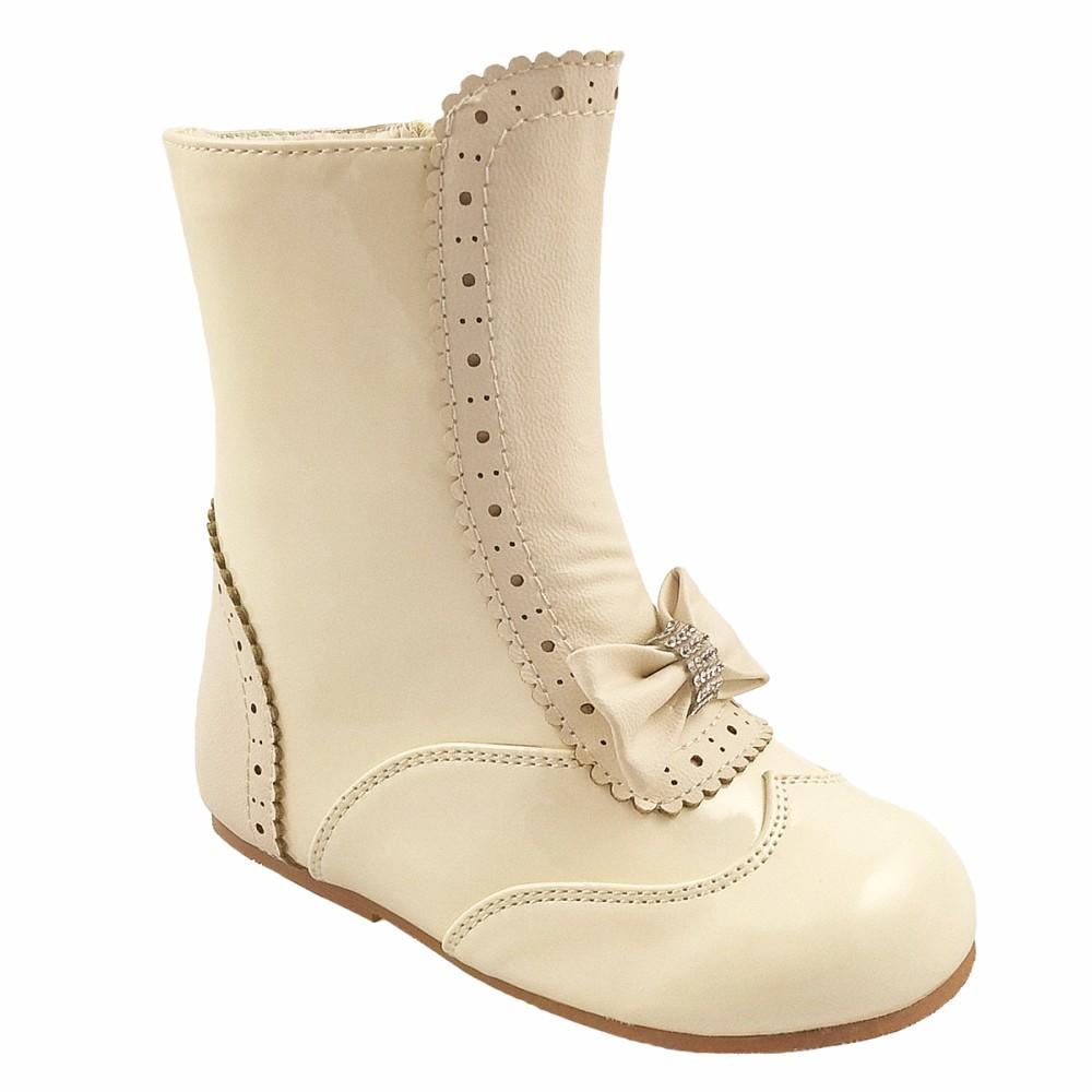 Sevva Hannah Spanish Style Diamante Cream Bow Boots
