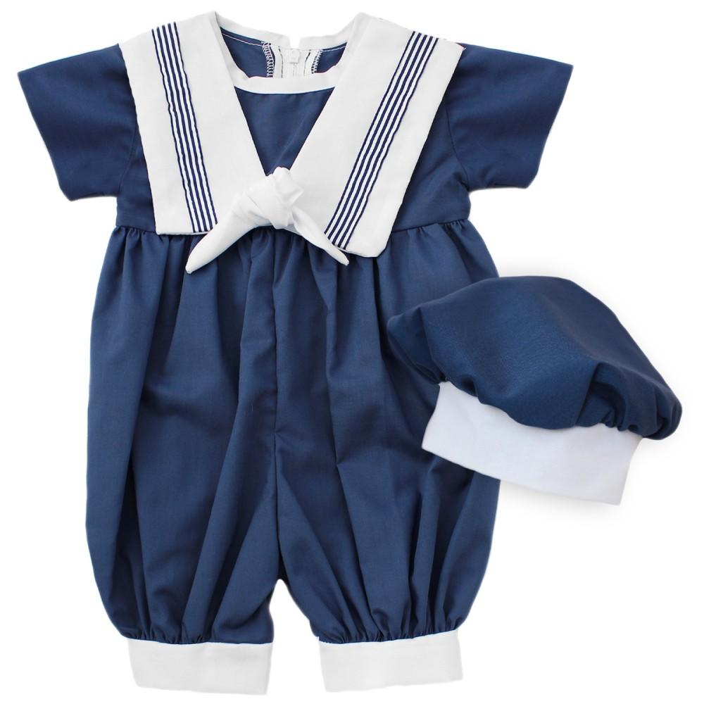 Eva Rose RW1017 Navy & White Sailor Suit & Hat - Boobox