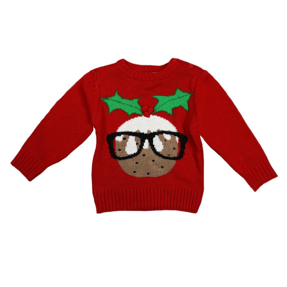 Honour & Pride Red Knitted Pudding with Glasses Christmas Jumper