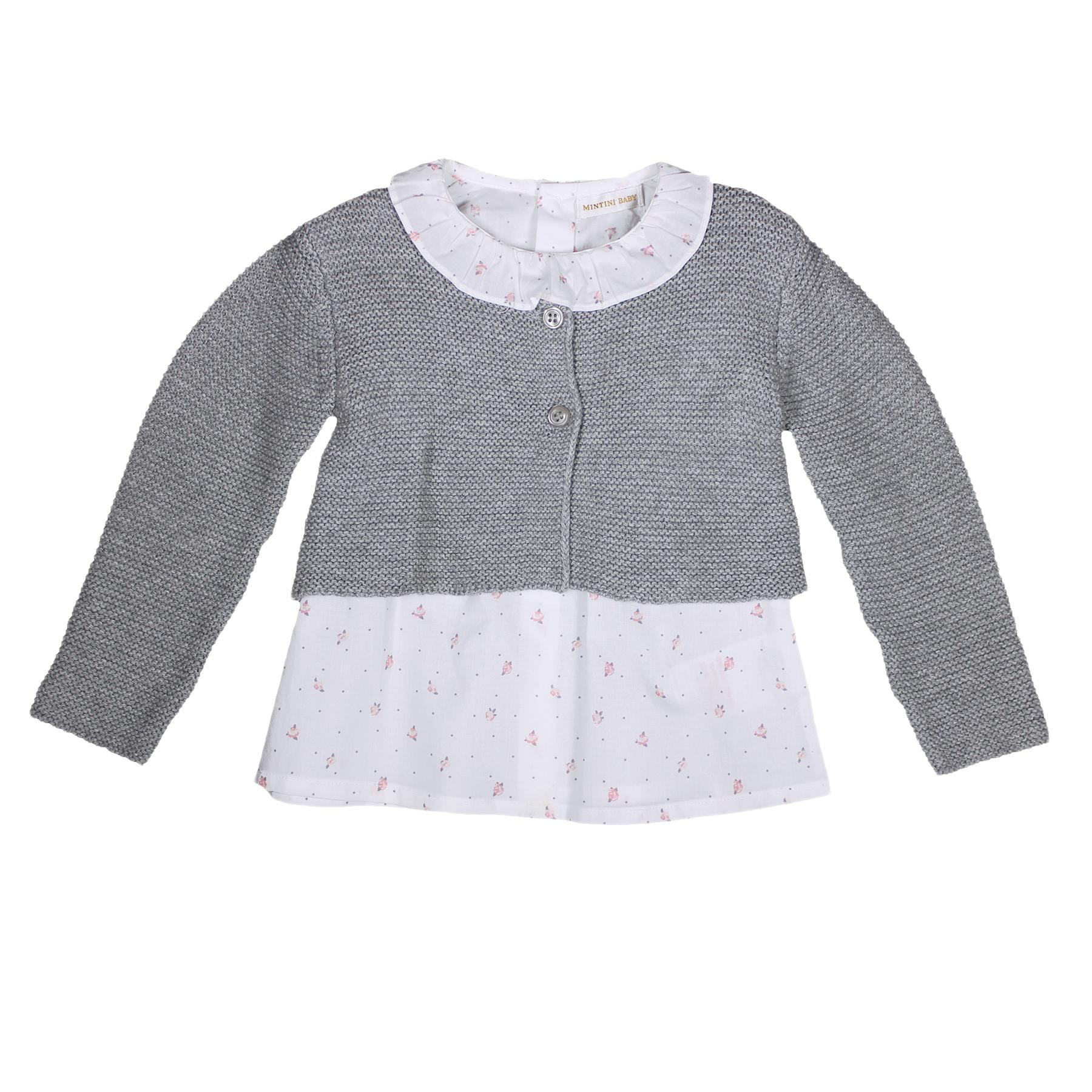Mintini Baby Grey Cardigan and White Blouse