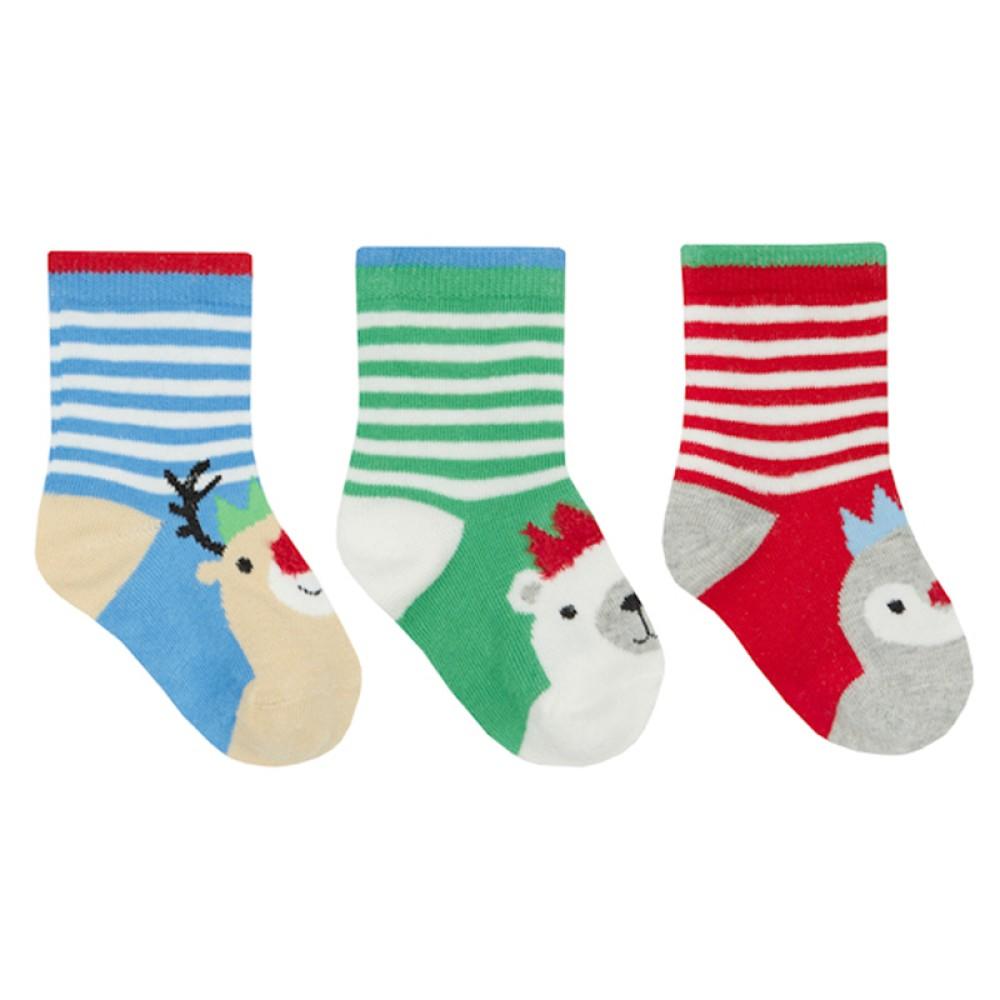 Tick Tock 3 Pack Striped Christmas Socks