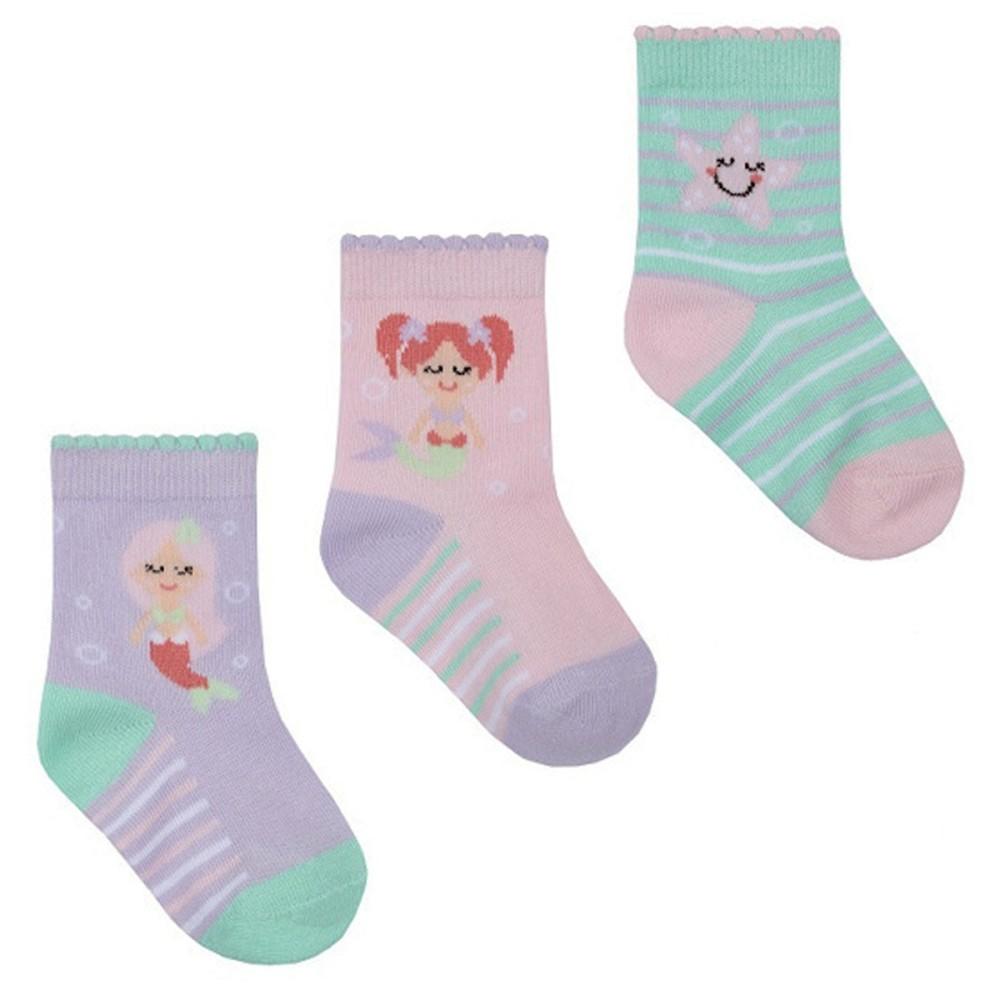 Tick Tock 3 Pair Cotton Rich Mermaid Baby Ankle Socks