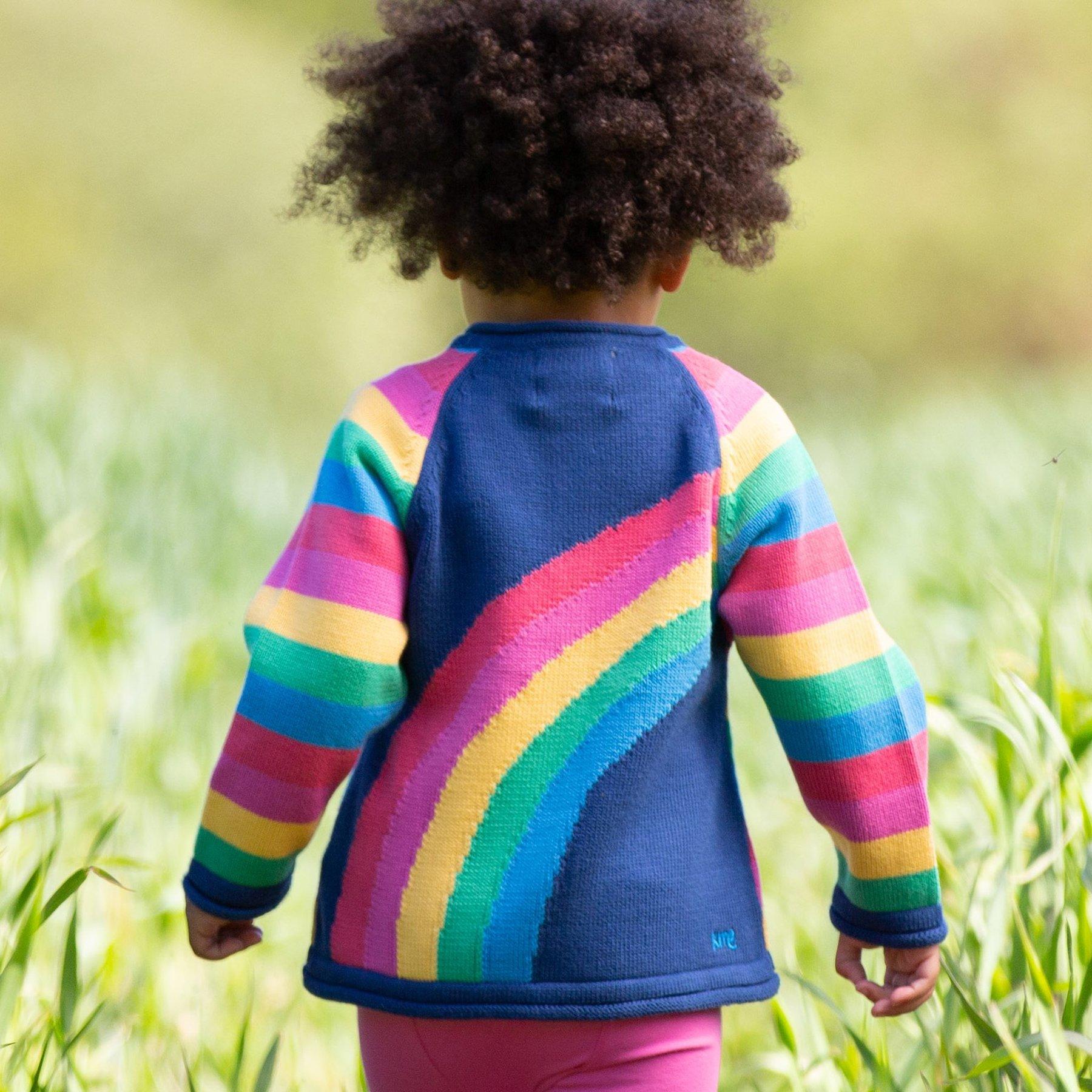 Girl wearing Kite Clothing Rainbow Cardi back