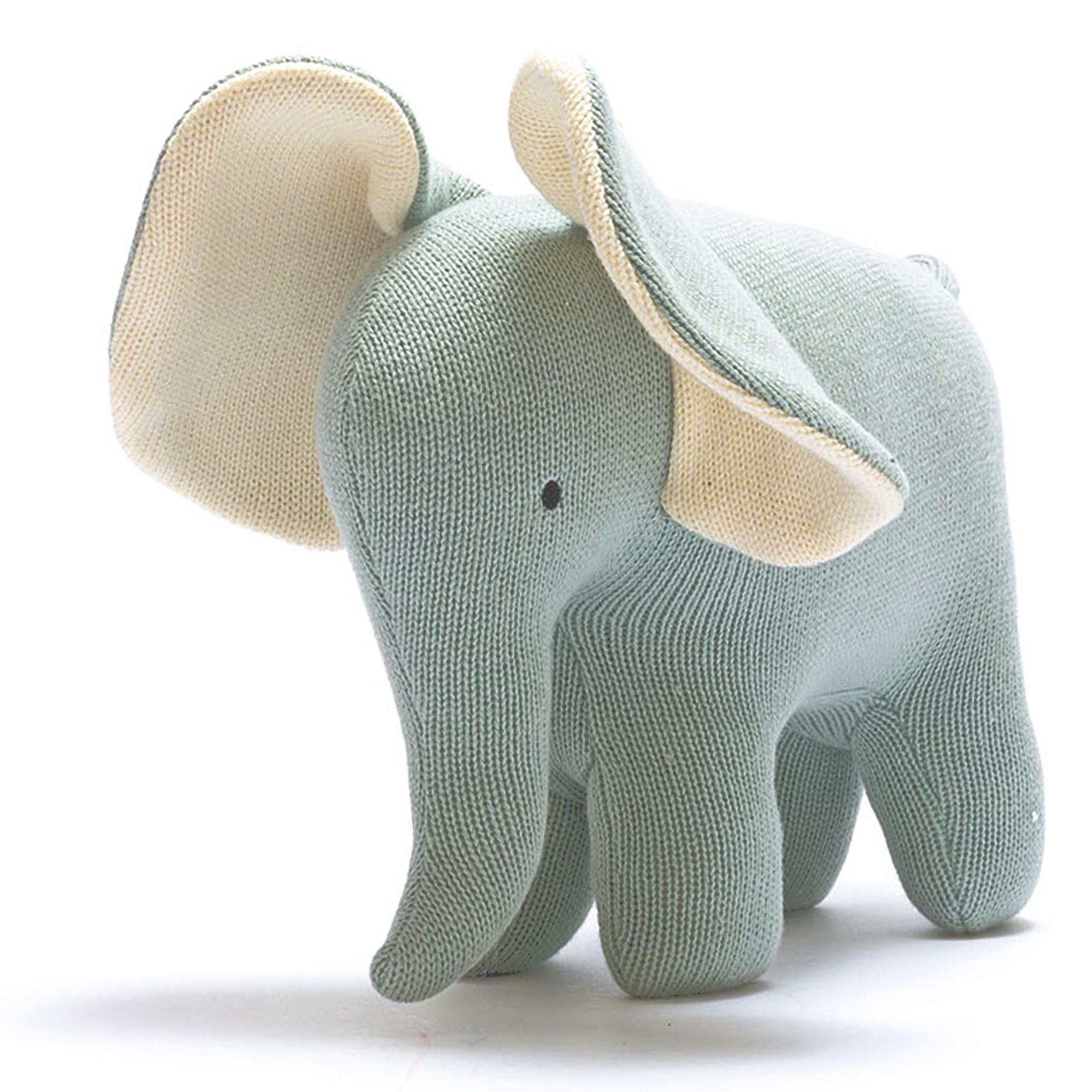 Best Years Knitted Large Organic Cotton Teal Elephant