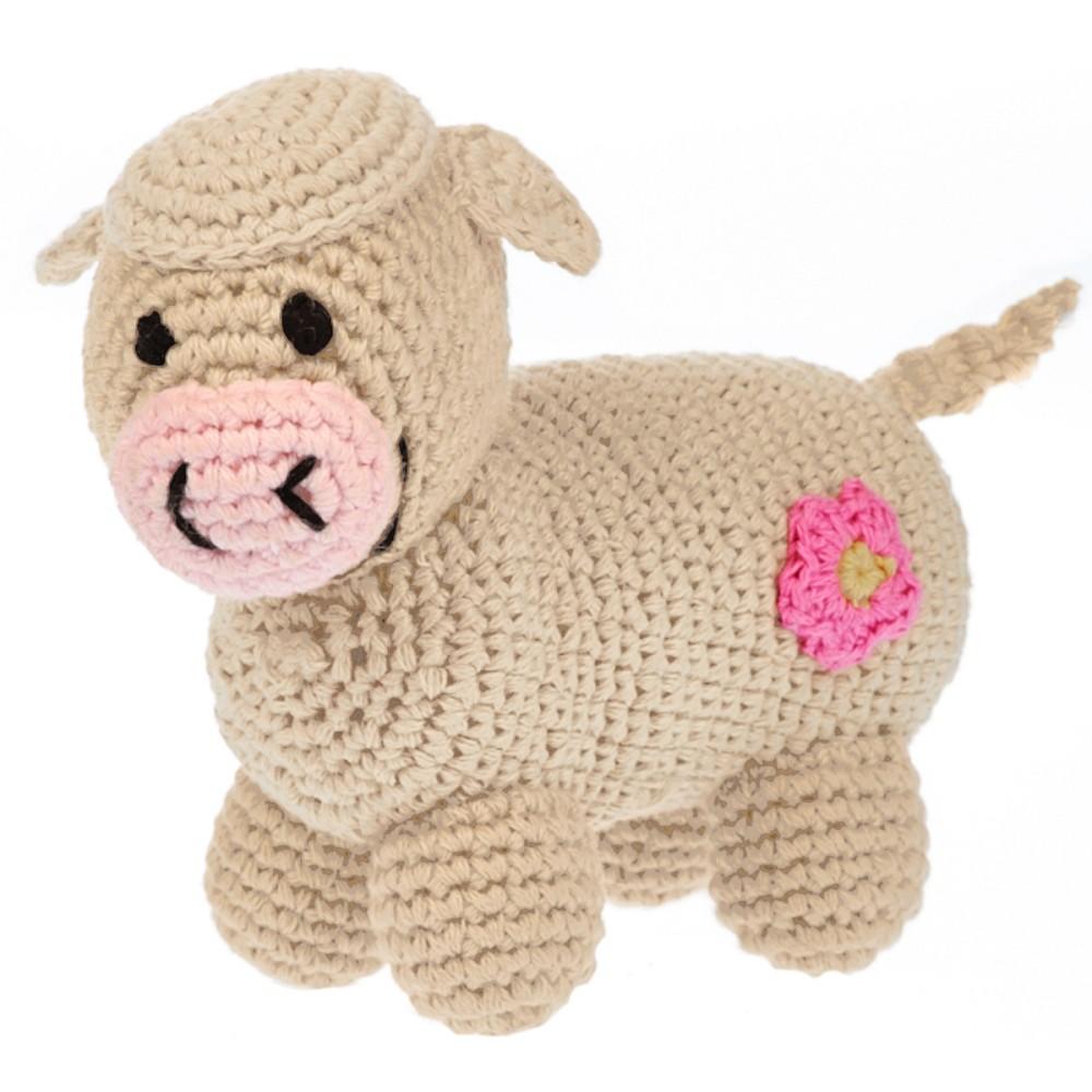 Pebble Fair Trade Crochet Chubby Lamb Rattle