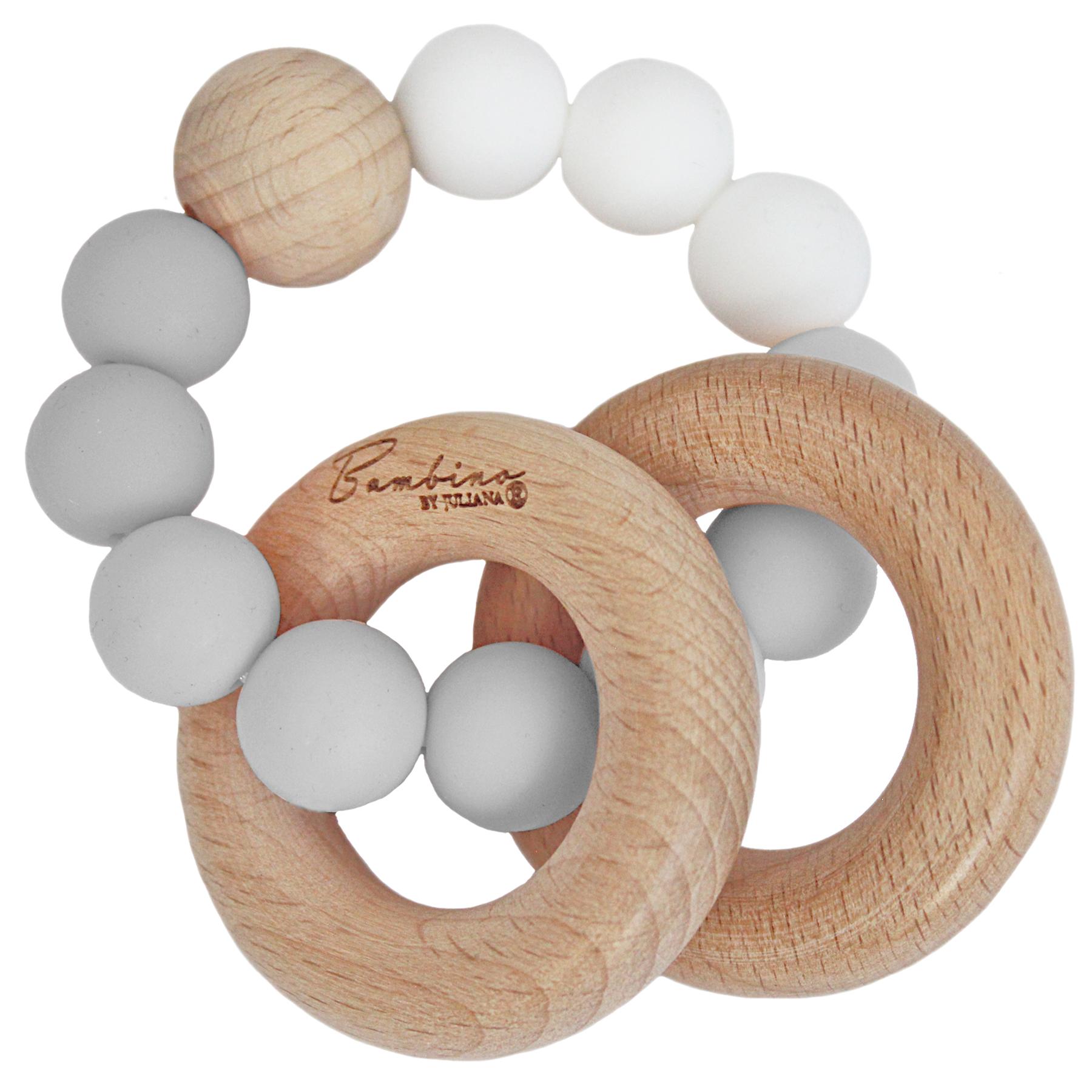 Bambino by Juliana® Wooden Rings & Grey Silicone Beads Teether