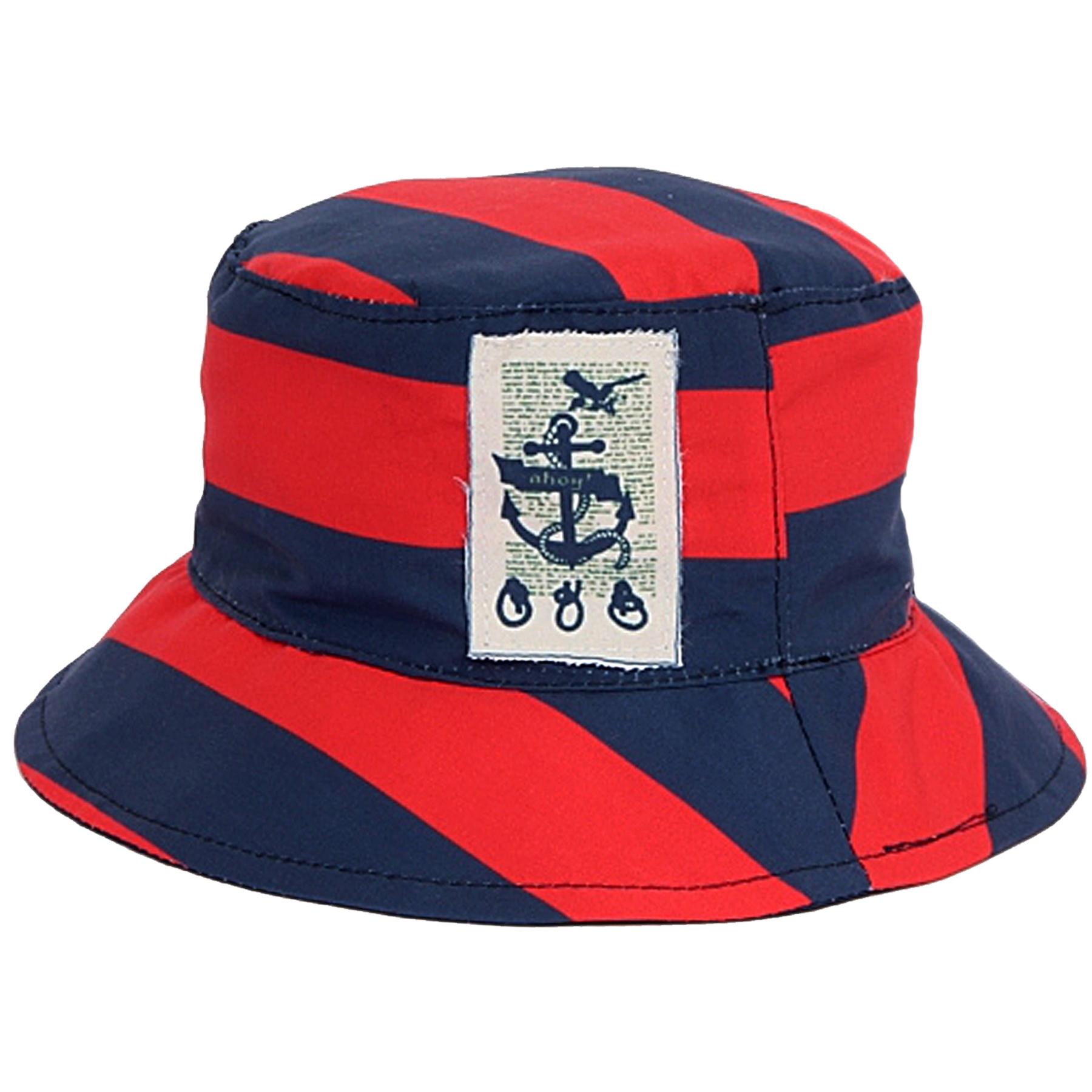 Bartleby Kids Cotton Bucket Hat Navy & Red Stripe