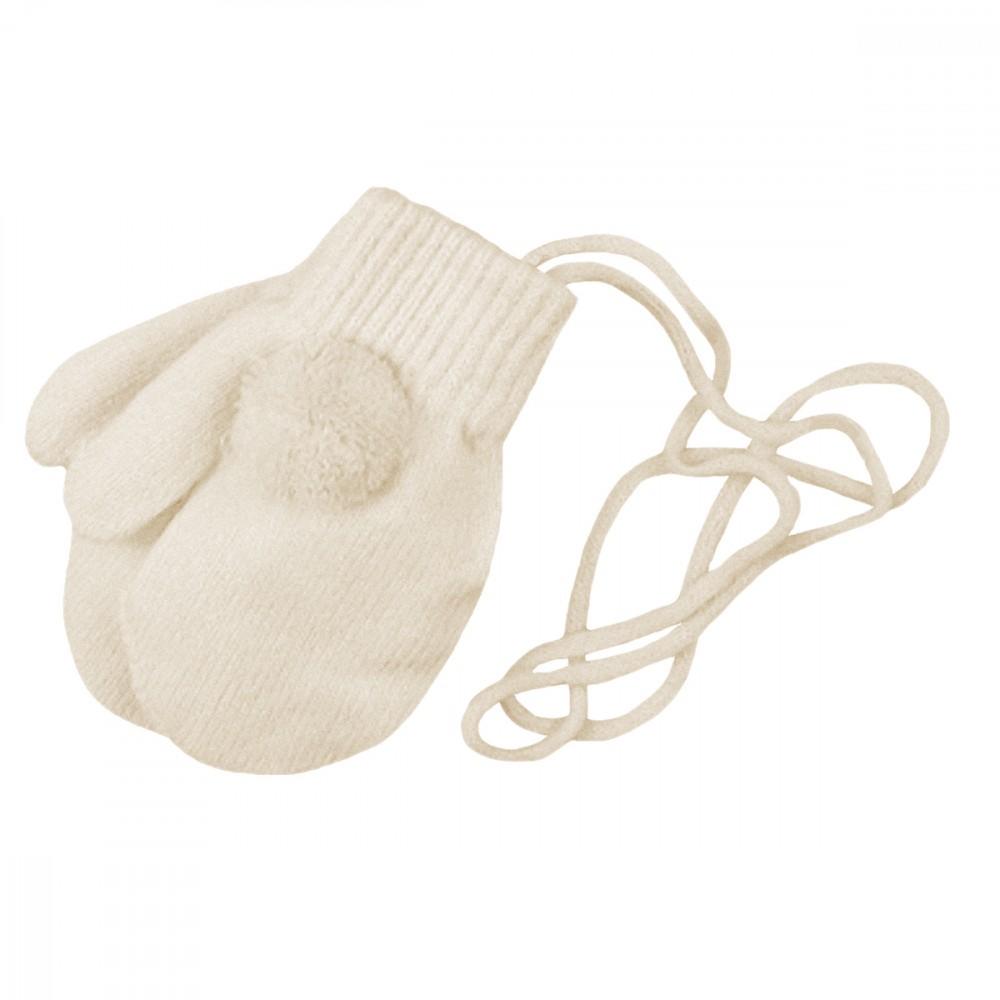 Pesci Baby Ivory Infant Connected Pom Mittens