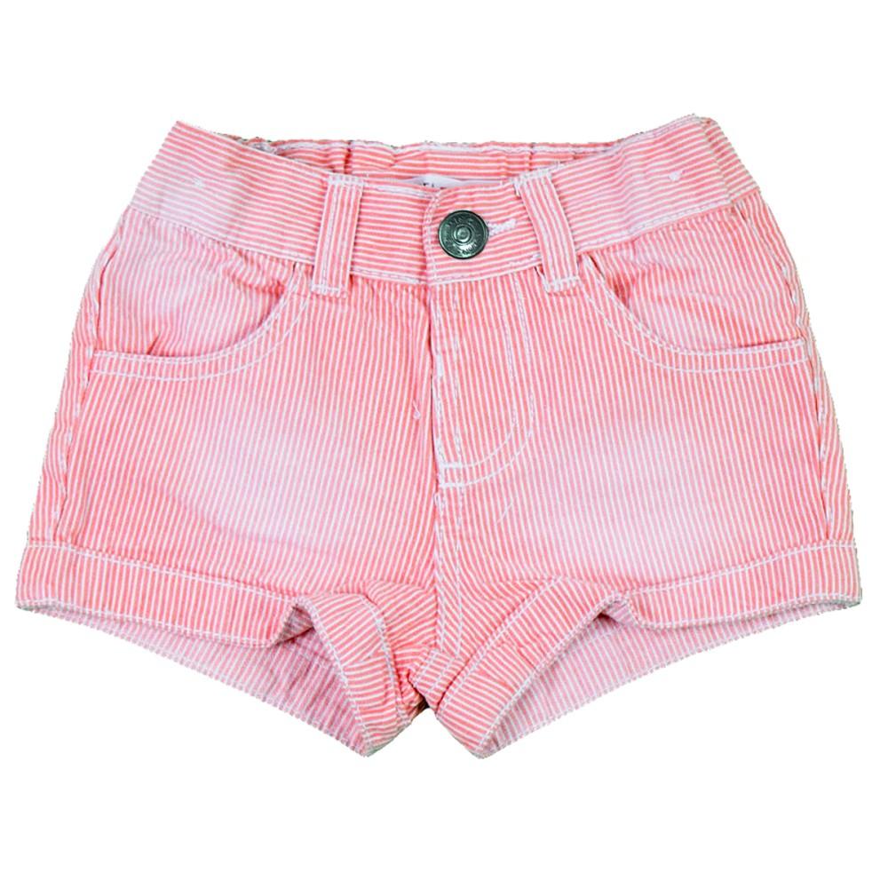 Minoti Coral 6 Pink Faded Striped Cotton Shorts
