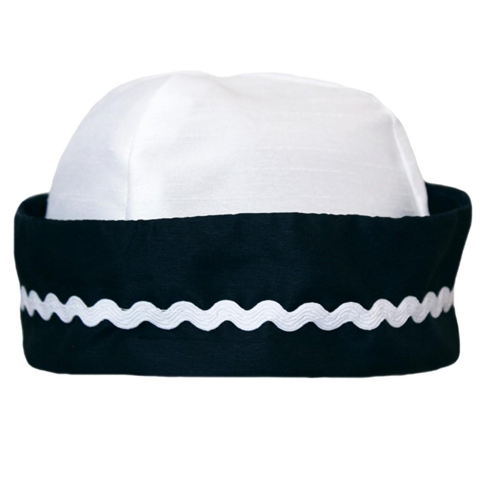 Eva Rose White & Midnight Blue Satin Sailor Hat