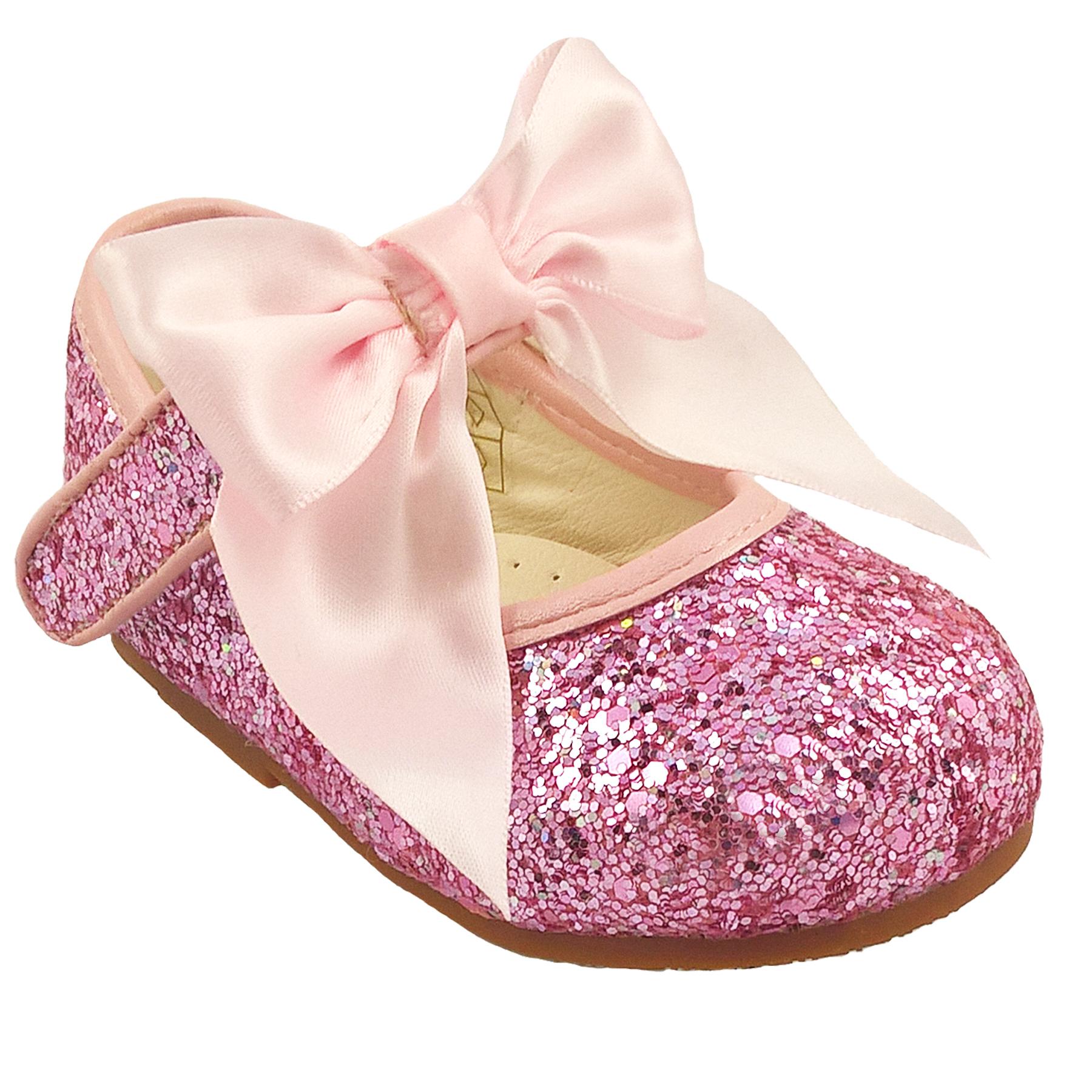 Tia London 8511 Pink Glitter Bow Shoes