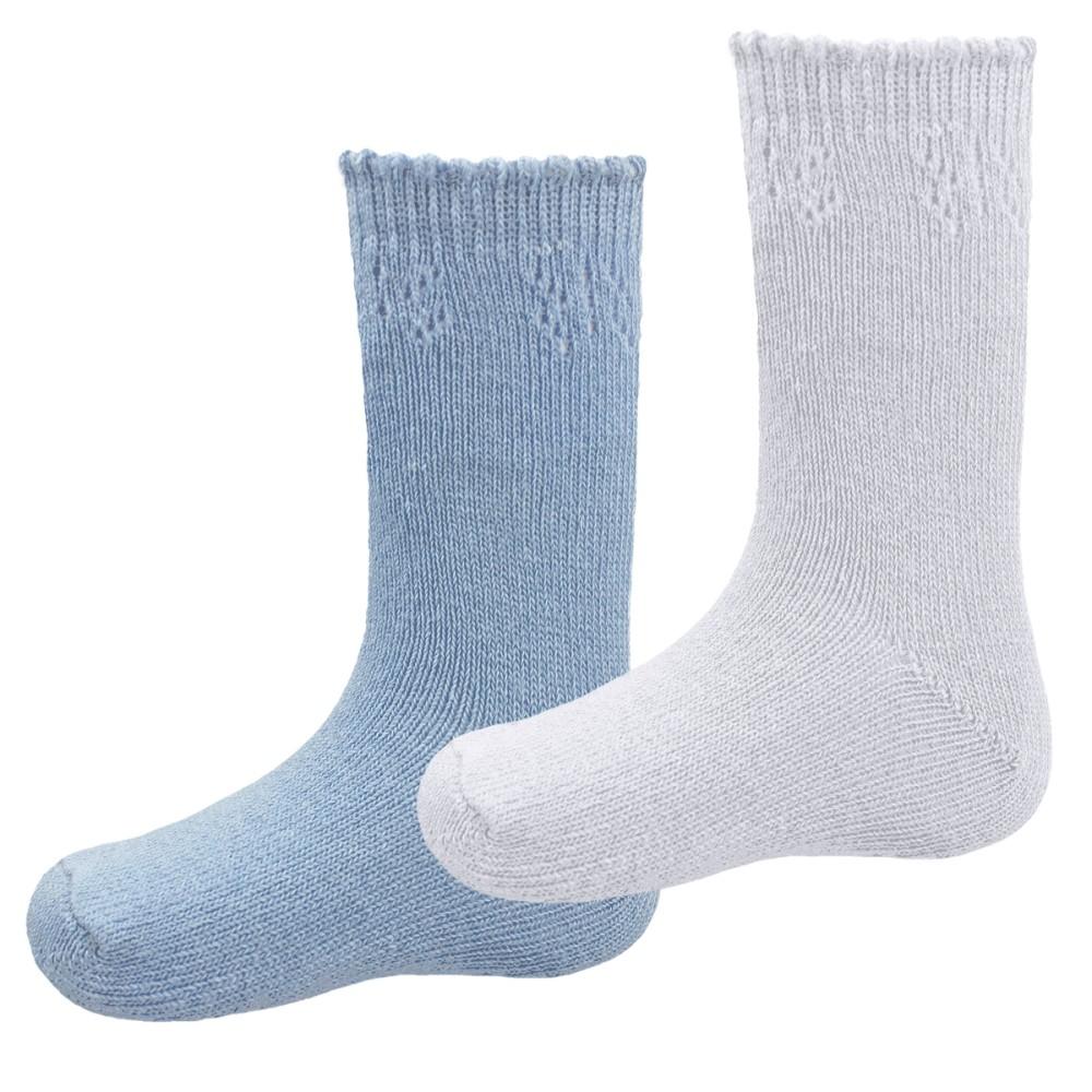Pex Kids Cuddles Twin Pack Cotton Rich Socks White and Blue