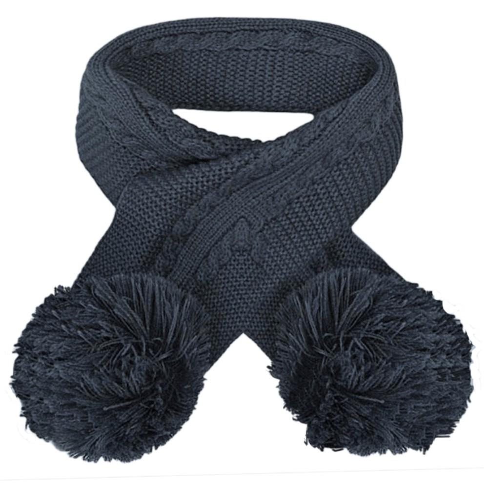 Soft Touch Pom Scarf in Steel Blue