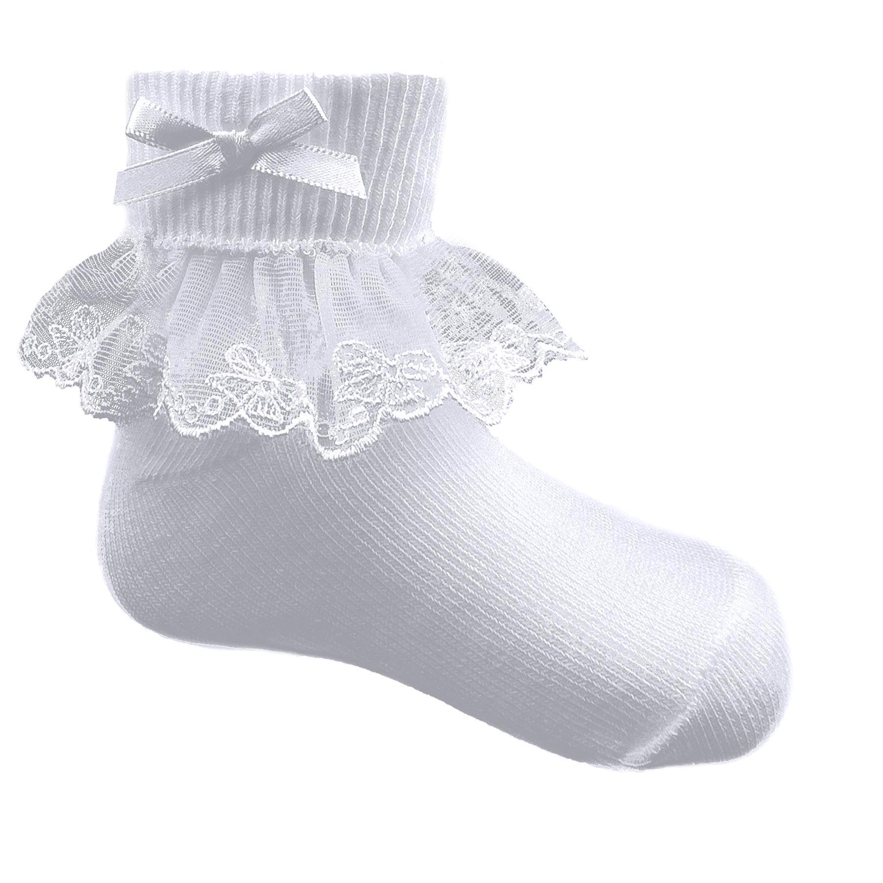 Pex Kids Lace & Bow Ankle Socks in White