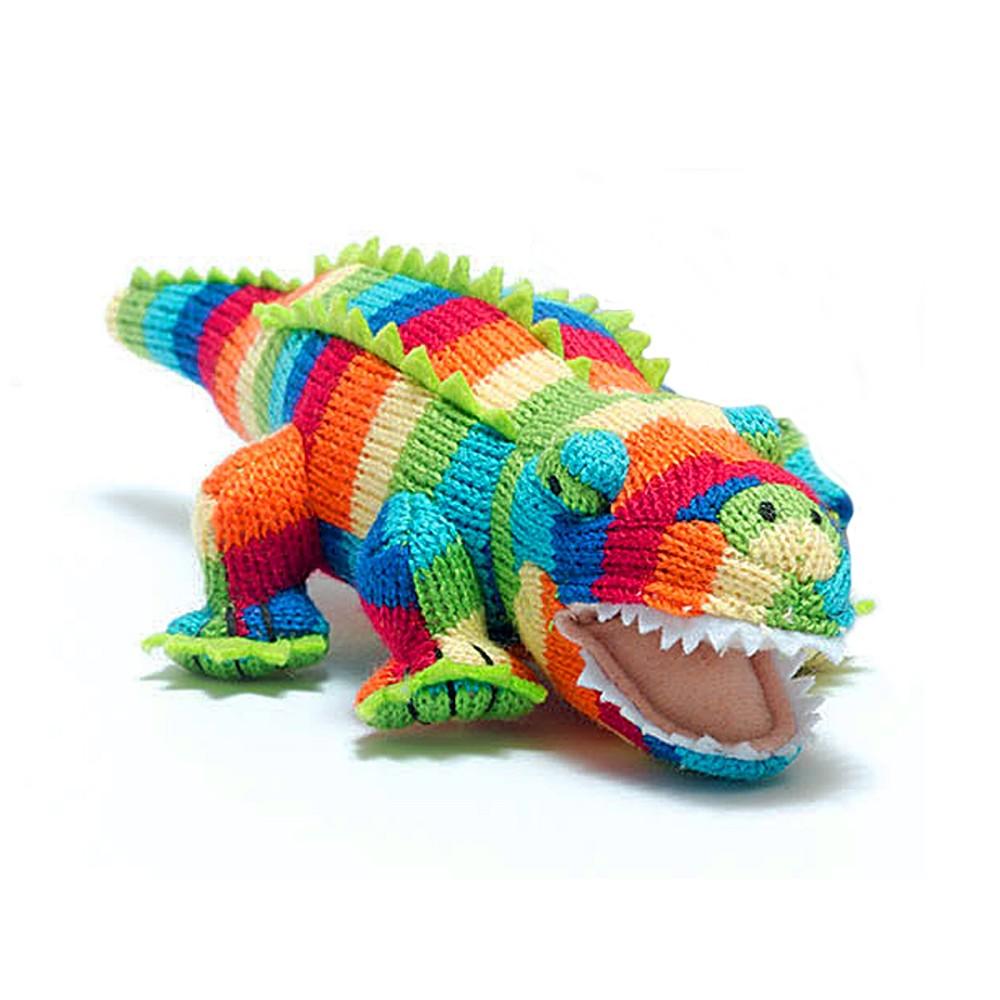 Best Years Knitted Baby Rattle Bold Stripe Crocodile