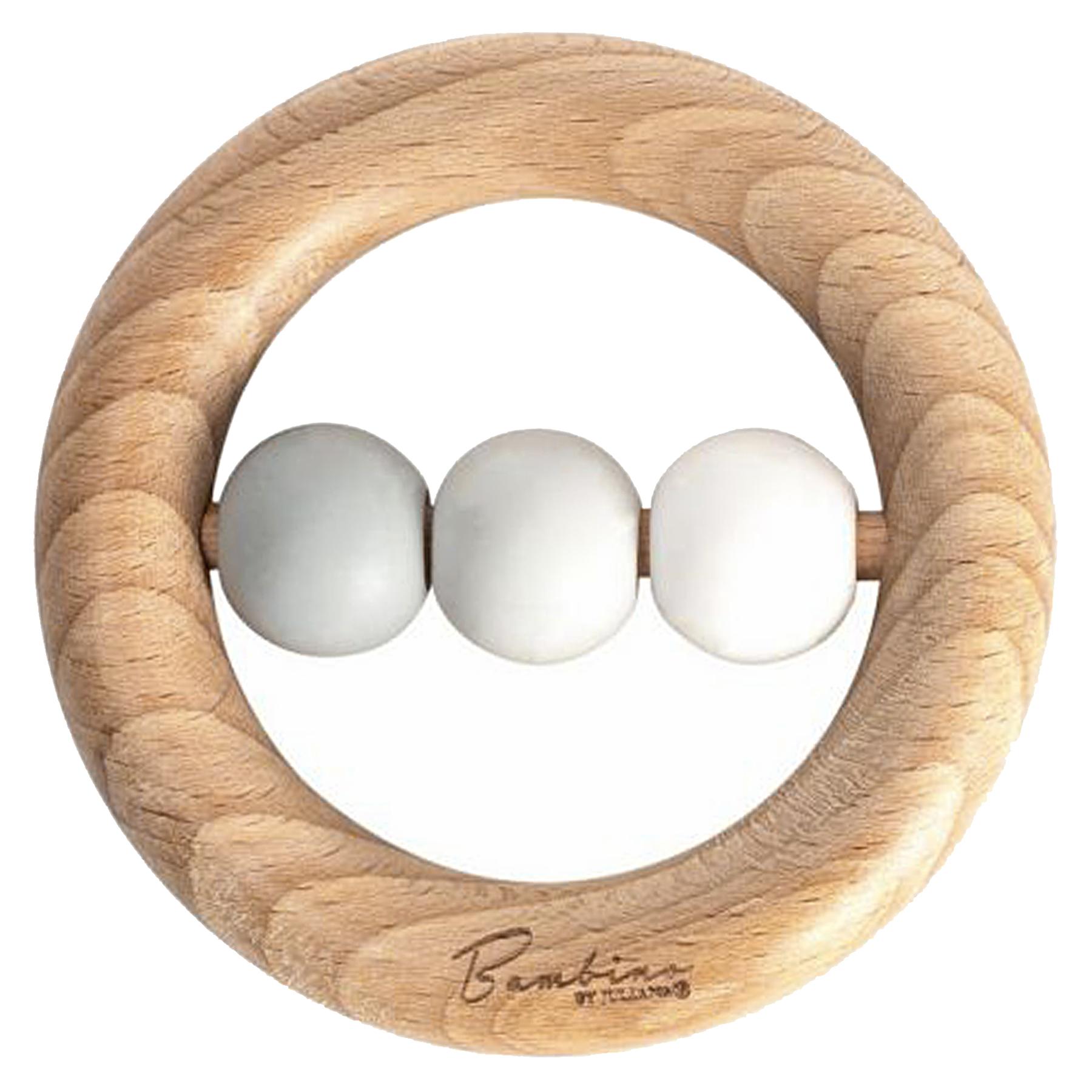 Bambino by Juliana® Round Grey Silicone Beads & Wood Teether