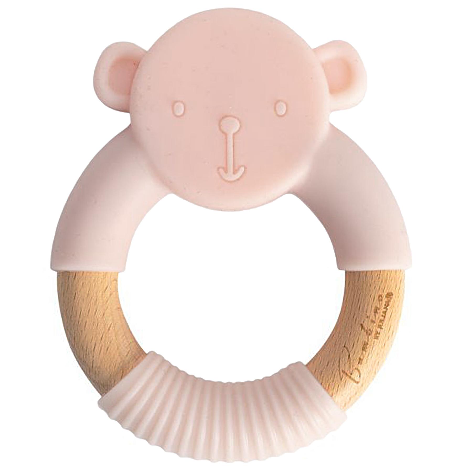 Bambino by Juliana® Round Pink Silicone Teddy & Wood Teether