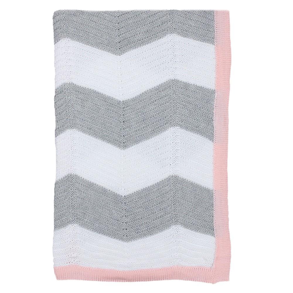 Snuggle Baby Zig Zag Knitted Grey & Pink Cotton Baby Shawl