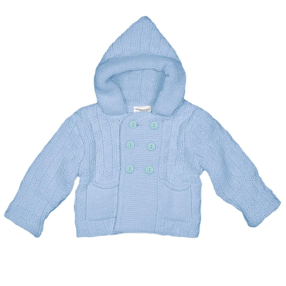 Nursery Time Double Knit Hooded Blue Pram Coat