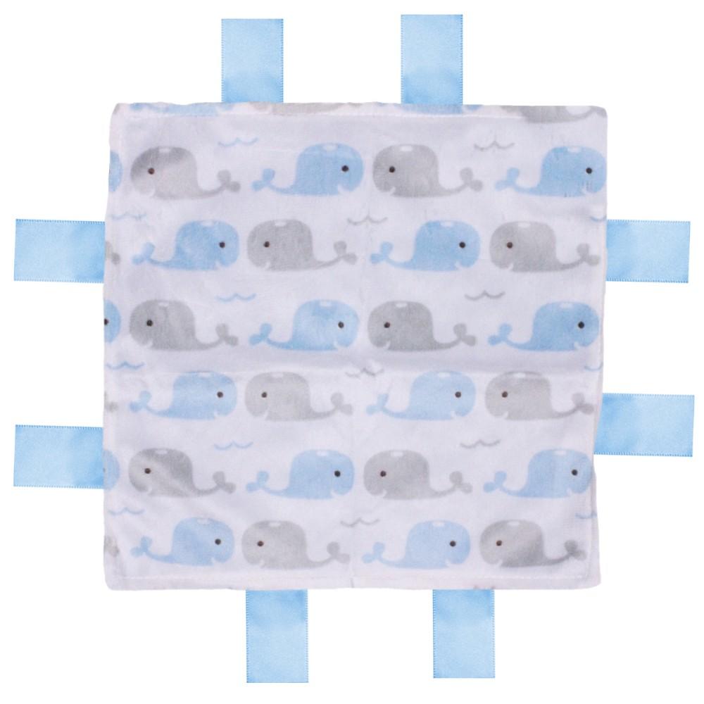 First Steps Blue Minky Tagged Whale Comforter