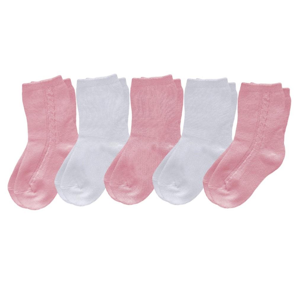 Pex Kids 5 Pair Pack Pink & White Ankle Socks