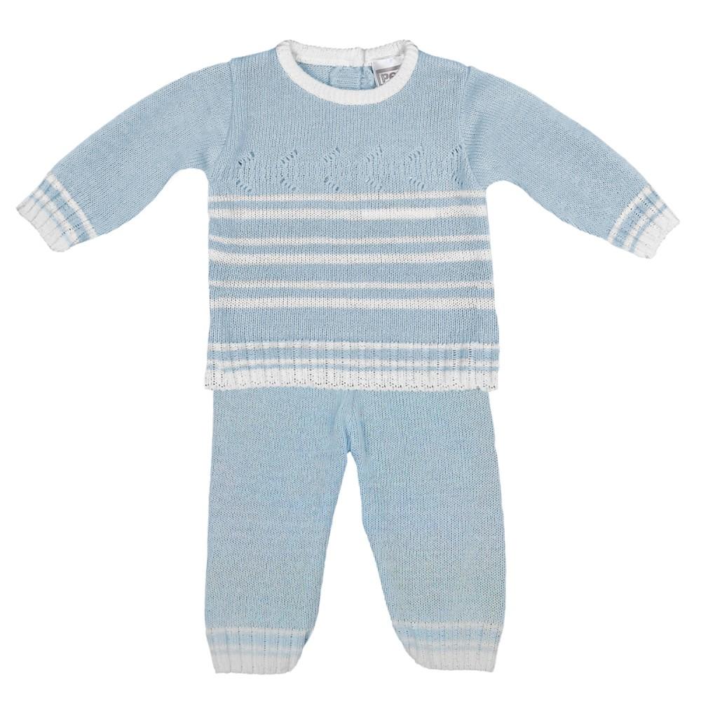 Pex Kids Bailey Blue & White Knitted Cotton Top & Trousers
