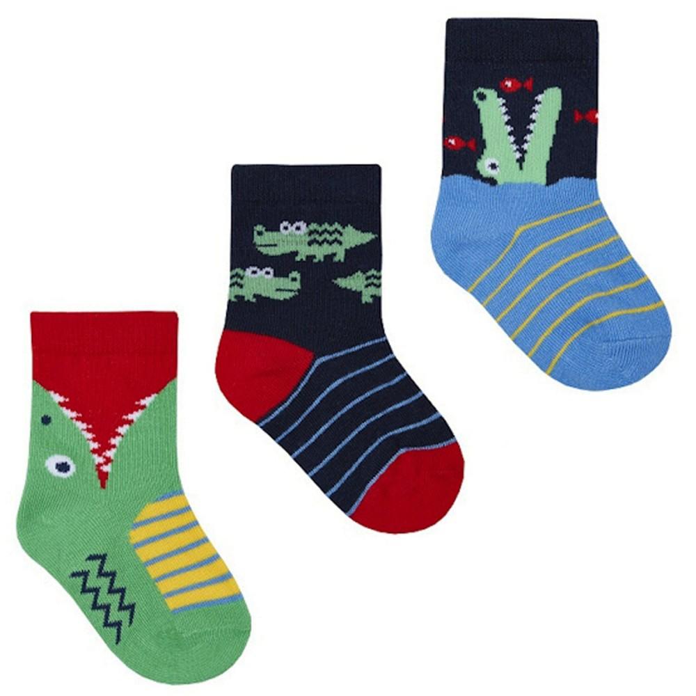 Tick Tock 3 Pair Cotton Rich Alligator Baby Ankle Socks