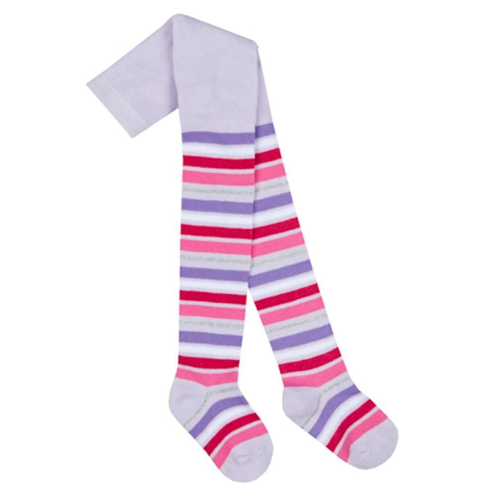 Tick Tock Lilac Cotton Rich Stripy Baby Tights with Glitter