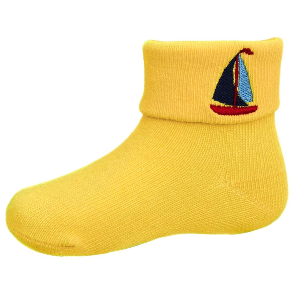 Soft Touch Yellow Turn Over Boat Ankle Socks