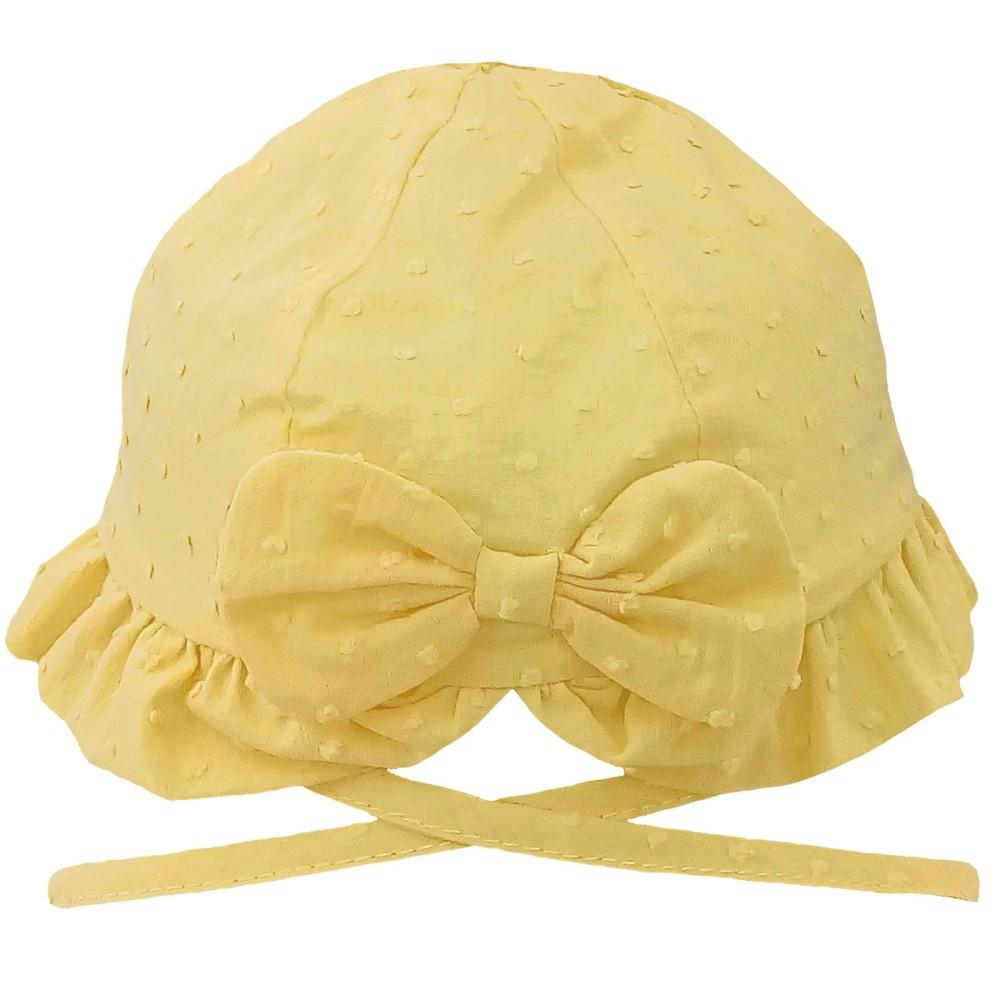 Soft Touch Cotton Dobby Bow Sun Hat with Chin Strap in Lemon