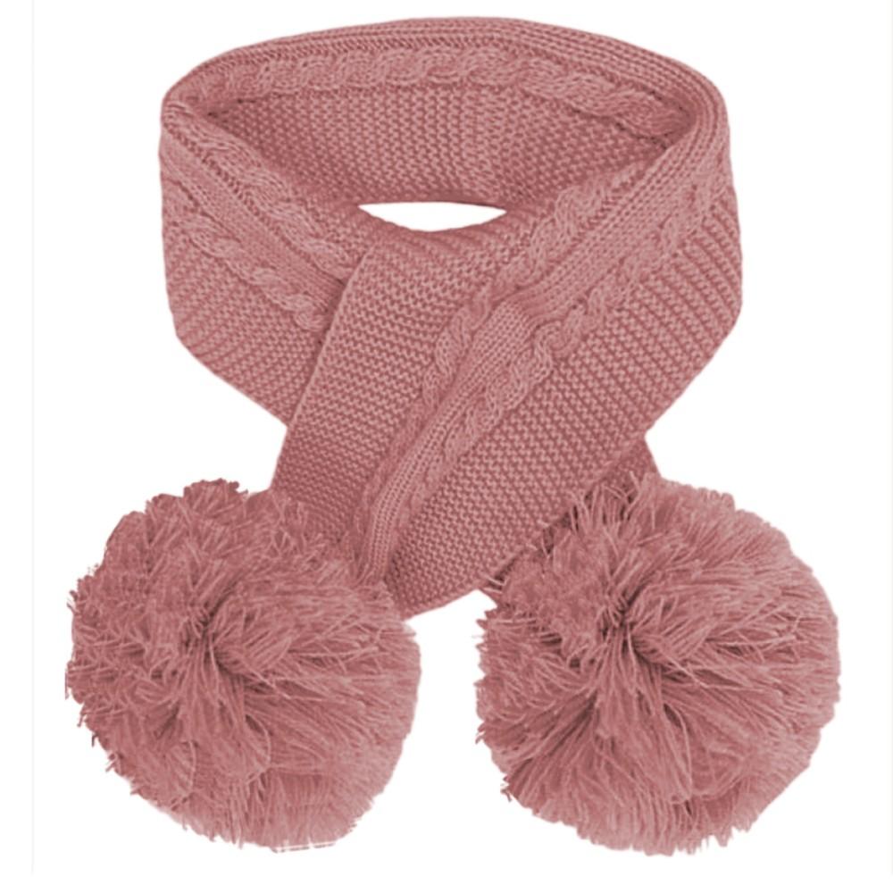 Soft Touch Pom Scarf in Dusky Pink
