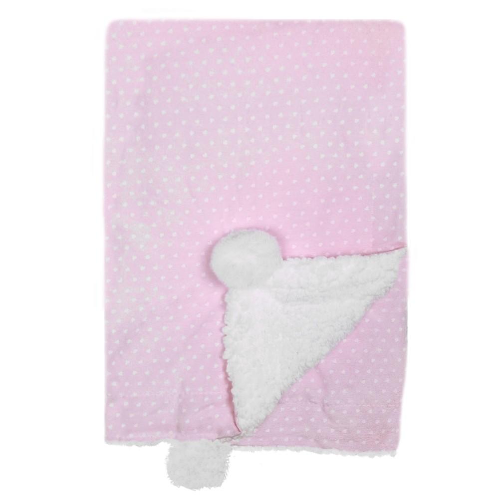 Soft Touch Reversible Satin & Sherpa Pom Pom Wrap in Pink
