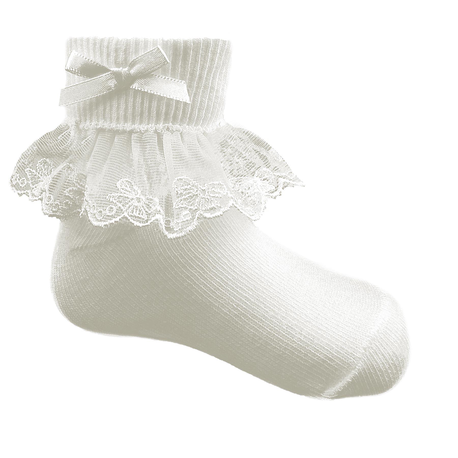 Pex Kids Lace & Bow Ankle Socks in Ivory