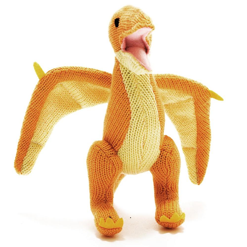 Best Years Knitted Small Orange Pterodactyl Rattle