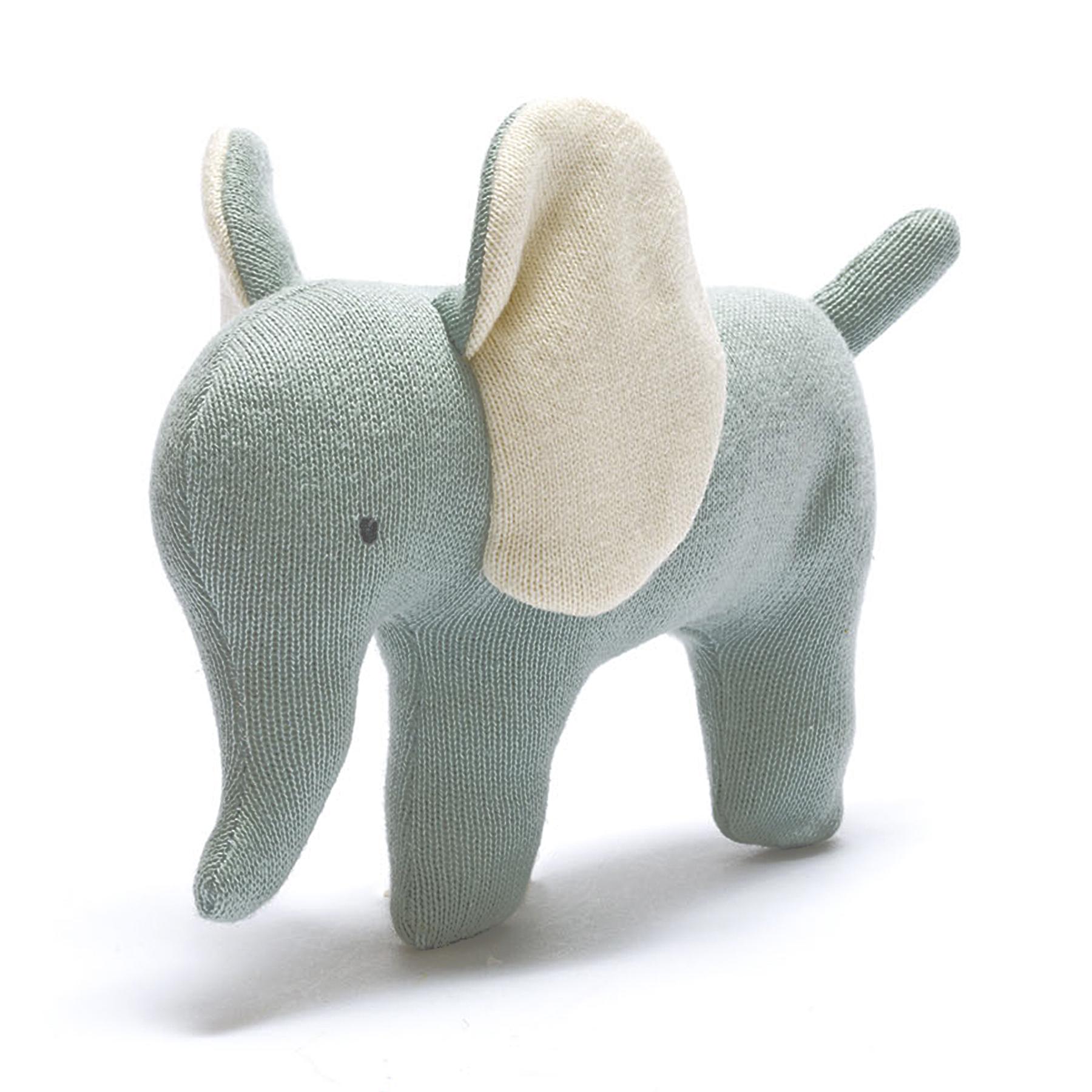 Best Years Knitted Small Organic Cotton Teal Elephant