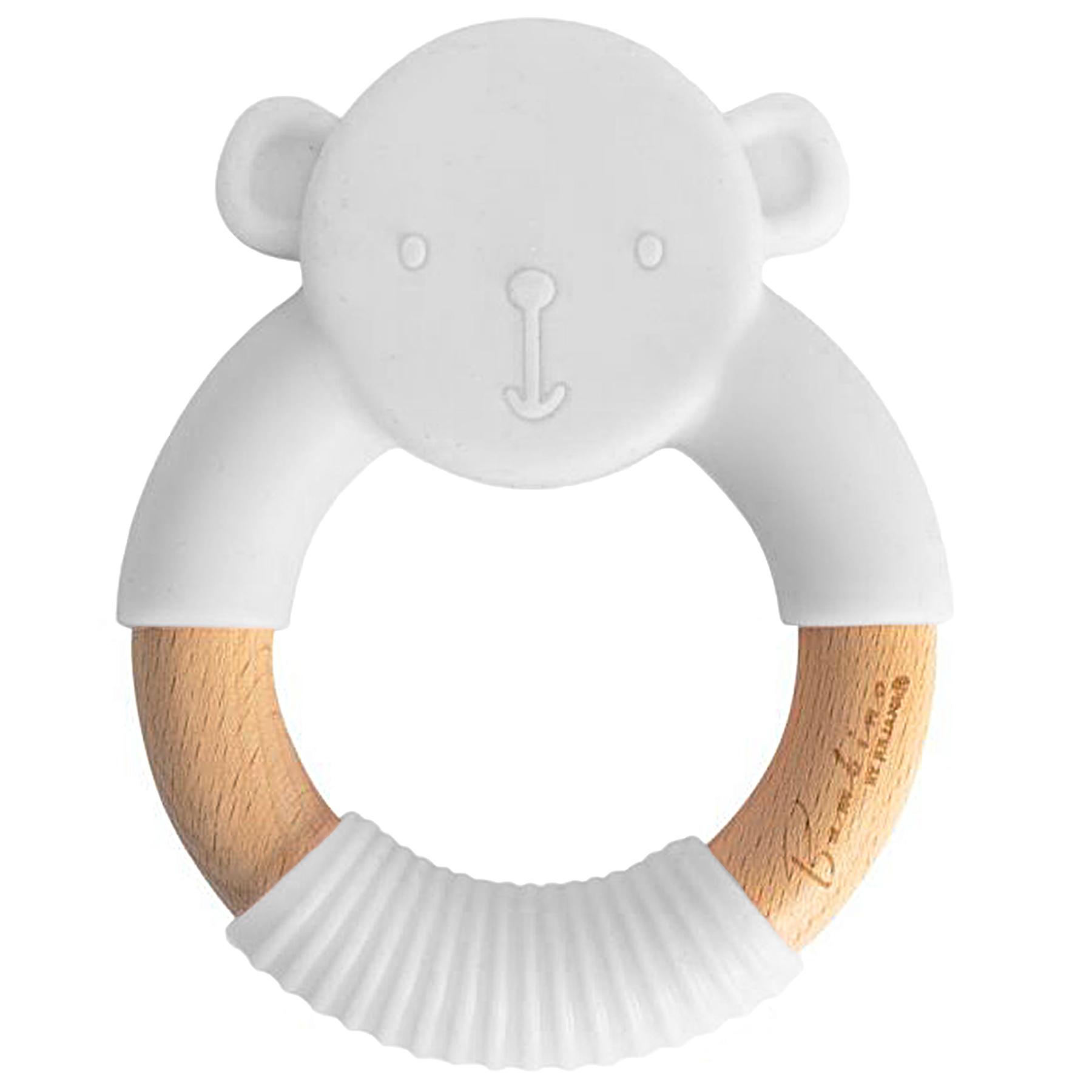 Bambino by Juliana® Round White Silicone Teddy & Wood Teether