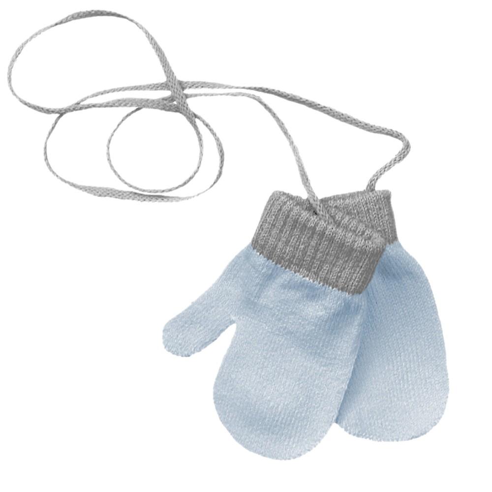 Pesci Baby Blue & Grey Connected Mittens